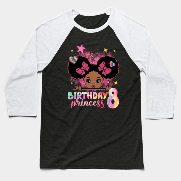 Birthday princess with afro girl 8th birthday party outfit birthday girl Peekaboo Girl tee 8th birthday Afro Girl Black Girl tee copy Baseball T-Shirt by Audell Richardson